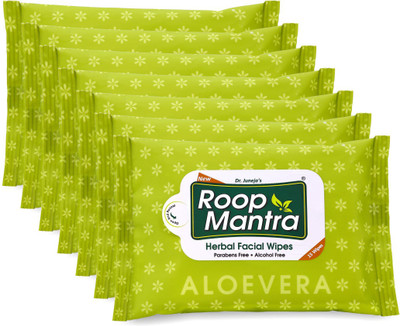 

Roop Mantra Aloevera Facial Cleansing Wipes, 15 Count, Pack of 7 - Facial Wipes For Women & Men, Skincare Wipes(Pack of 15)