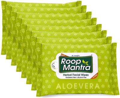

Roop Mantra Aloevera Facial Cleansing Wipes, 15 Count, Pack of 8 - Facial Wipes For Women & Men, Skincare Wipes(Pack of 15)