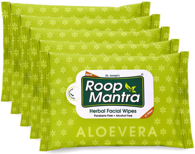 

Roop Mantra Aloevera Facial Cleansing Wipes, 15 Count, Pack of 5 - Facial Wipes For Women & Men, Skincare Wipes(Pack of 15)