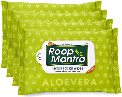 

Roop Mantra Aloevera Facial Cleansing Wipes, 15 Count, Pack of 4 - Facial Wipes For Women & Men, Skincare Wipes(Pack of 15)