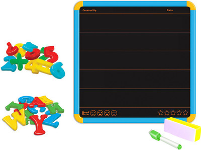 

itoys 4 in 1 Magnetic Slate/Practice board with marker pen/Magnetic alphabets, numbers & symbols/Alphabetic puzzle (Multicolor)(Multicolor)