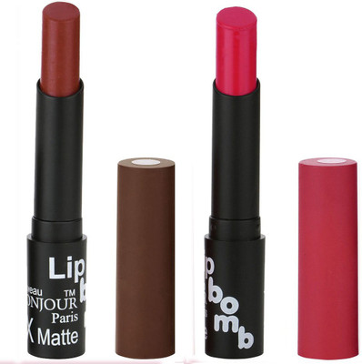 

Bonjour Paris Creamy Matte Lip Sugar Lipsticks (Set Of 2)A11(Cherry, Granet)