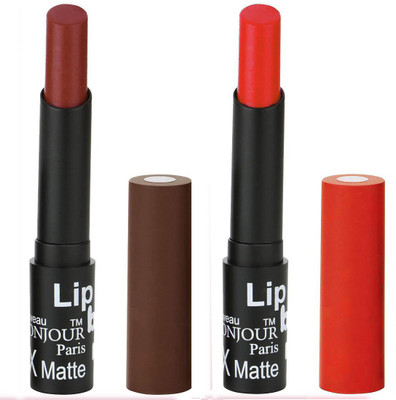 

Bonjour Paris Creamy Matte Lip Sugar Lipsticks (Set Of 2)A18(Cherry, Red)