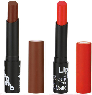 

Bonjour Paris Moisturizing Creamy Lipcolor With Various Finishes Lipsticks A4(Chocolate, Red)