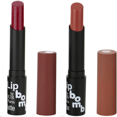 

Bonjour Paris Single Stock Application Color Sensational Creamy Matte With Sheya Butter 2 Pcs Lipsticks A13(Plum, Brown)