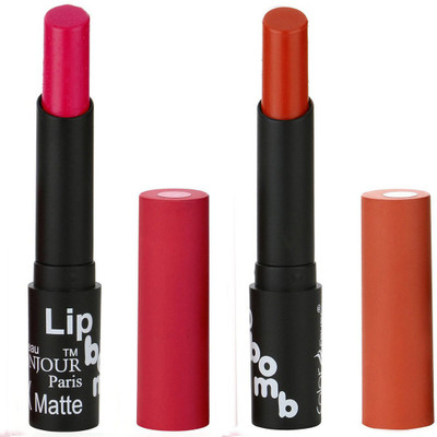 

Bonjour Paris Creamy Matte Lipsticks Set Of Must Have Colors Professional Quality with High Pigment Load 2 Pcs A25(Cardinet, Brick Red)