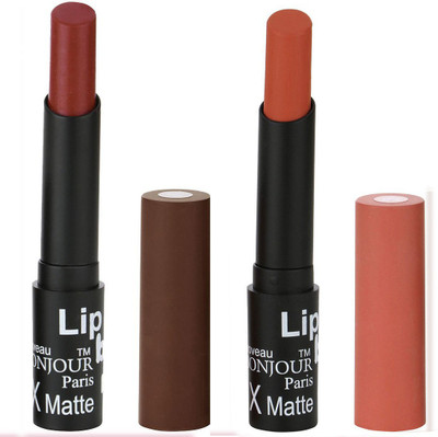 

Bonjour Paris Creamy Matte Lip Sugar Lipsticks (Set Of 2)A6(Cherry, Coral)