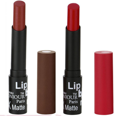 

Bonjour Paris Creamy Matte Lip Sugar Lipsticks (Set Of 2)A8(Cherry, Crimson)
