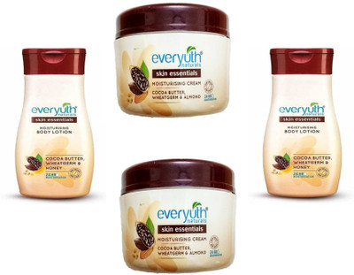 

EVERYUTH NATURALS MOISTURIZING CREAM 100ML HAVING COCOA BUTTER, WHEATGERM & ALMOND+ MOISTURIZING BODY LOTION 90ML HAVING COCOA BUTTER, WHEATGERM & HONEY(90 ml)
