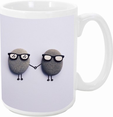 MISTY Premium Happy Friendship Printed Pack of 1 Ceramic Coffee Mug(330 ml)