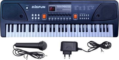 Bigfun 61-Keys Electronic Piano with USB MP3 Play Function, LED Display & Microphone(Black)