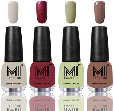 

MI Fashion Among the Best Ever Shine Nail Polish Long Lasting Collection of 4 Pcs Light Nude,Metallic Red,Gold,Mischievous Mint,Dark Nude(Pack of 4)