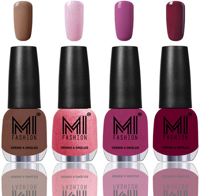 

MI Fashion Among the Best Ever Shine Nail Polish Long Lasting Collection of 4 Pcs Dark Nude,Metallic Pink,Bright Plum,Light Wine(Pack of 4)