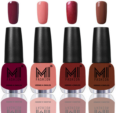 

MI Fashion Among the Best Ever Shine Nail Polish Long Lasting Collection of 4 Pcs Light Wine,Candy Cotton,Lava Lust,Chocolate Brown(Pack of 4)