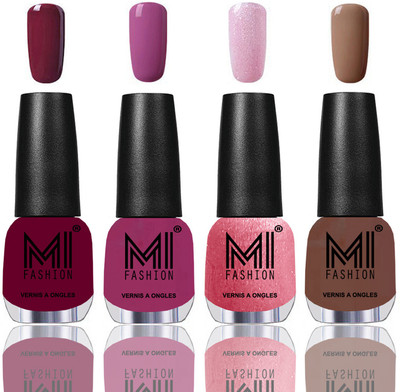 

MI Fashion Among the Best Ever Shine Nail Polish Long Lasting Collection of 4 Pcs Light Wine,Bright Plum,Metallic Pink,Dark Nude(Pack of 4)