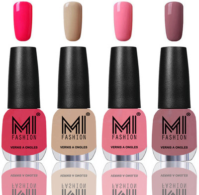 

MI Fashion Among the Best Ever Shine Nail Polish Long Lasting Collection of 4 Pcs Neon Pink,Skin Nude,Light Pink,Nude Spring(Pack of 4)