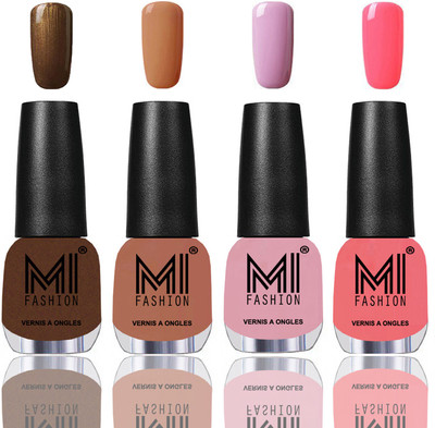 

MI Fashion Among the Best Ever Shine Nail Polish Long Lasting Collection of 4 Pcs Brown Coffee,Nude,Nude Pink,Pink Mania(Pack of 4)