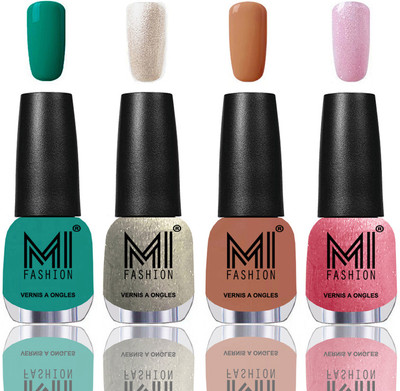 

MI Fashion Among the Best Ever Shine Nail Polish Long Lasting Collection of 4 Pcs Sea Green,Ginger Rust,Nude,Metallic Pink(Pack of 4)