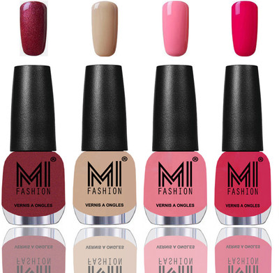 

MI Fashion Among the Best Ever Shine Nail Polish Long Lasting Collection of 4 Pcs Metallic Red,Gold,Skin Nude,Light Pink,Moon Magenta(Pack of 4)