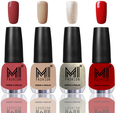 

MI Fashion Among the Best Ever Shine Nail Polish Long Lasting Collection of 4 Pcs TAN,Skin Nude,Ginger Rust,Red(Pack of 4)