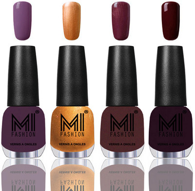 

MI Fashion Among the Best Ever Shine Nail Polish Long Lasting Collection of 4 Pcs Dark Purple,Bronze Magnetic,Shimmer Coffee,Wine Maroon(Pack of 4)