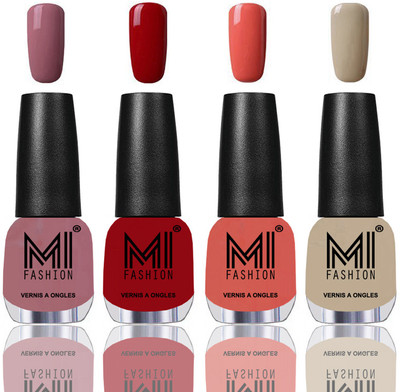

MI Fashion Among the Best Ever Shine Nail Polish Long Lasting Collection of 4 Pcs Nude Spring,Red,Peach Crush,Nude(Pack of 4)