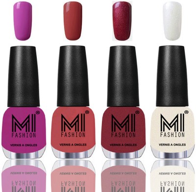 

MI Fashion Among the Best Ever Shine Nail Polish Long Lasting Collection of 4 Pcs Bright Plum,TAN,Metallic Red,Gold,Pearly White Chrome(Pack of 4)