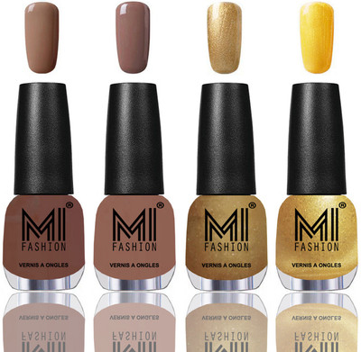 

MI Fashion Among the Best Ever Shine Nail Polish Long Lasting Collection of 4 Pcs Dark Nude,Dark Nude,Golden,Gold Chrome(Pack of 4)