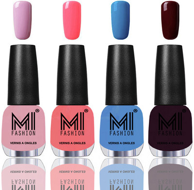 

MI Fashion Among the Best Ever Shine Nail Polish Long Lasting Collection of 4 Pcs Nude Pink,Pink Mania,Ocean Blue,Wine Maroon(Pack of 4)