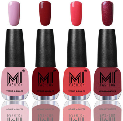 

MI Fashion Among the Best Ever Shine Nail Polish Long Lasting Collection of 4 Pcs Nude Pink,Reddish Maroon,Light Pink,Metallic Red,Gold(Pack of 4)