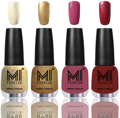 

MI Fashion Among the Best Ever Shine Nail Polish Long Lasting Collection of 4 Pcs Light Golden,Golden,Mauve Brown,Lava Lust(Pack of 4)