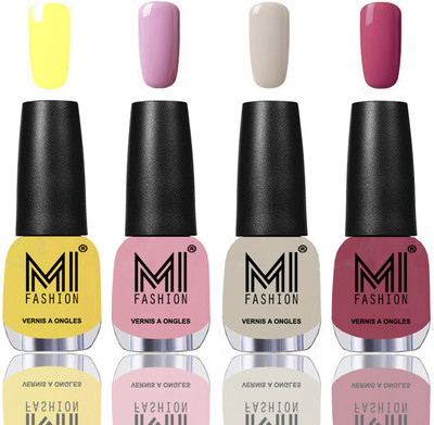 

MI Fashion Among the Best Ever Shine Nail Polish Long Lasting Collection of 4 Pcs Yellow,Nude Pink,Light Nude,Mauve Brown(Pack of 4)