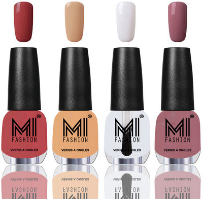 

MI Fashion Among the Best Ever Shine Nail Polish Long Lasting Collection of 4 Pcs TAN,Mauve Brown,Top Coat,Nude Spring(Pack of 4)