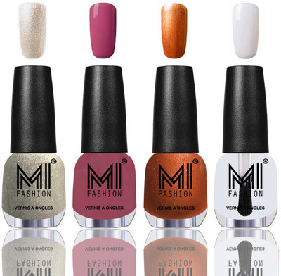 

MI Fashion Among the Best Ever Shine Nail Polish Long Lasting Collection of 4 Pcs Ginger Rust,Mauve Brown,Red Gold,Top Coat(Pack of 4)