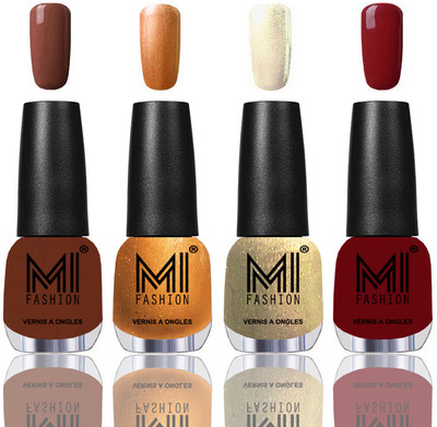 

MI Fashion Among the Best Ever Shine Nail Polish Long Lasting Collection of 4 Pcs Chocolate Brown,Bronze Magnetic,Light Golden,Reddish Maroon(Pack of 4)