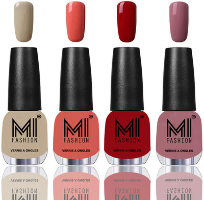 

MI Fashion Among the Best Ever Shine Nail Polish Long Lasting Collection of 4 Pcs Nude,Peach Crush,Red,Nude Spring(Pack of 4)