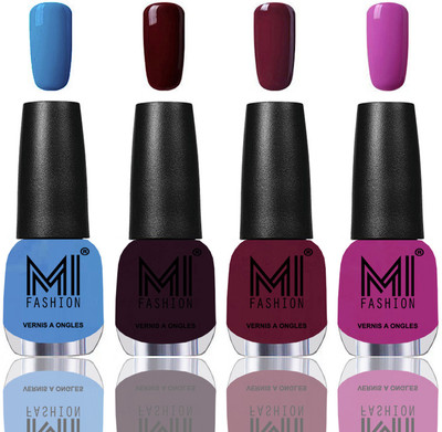 

MI Fashion Among the Best Ever Shine Nail Polish Long Lasting Collection of 4 Pcs Ocean Blue,Wine Maroon,Bright Plum,Wine(Pack of 4)