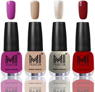 

MI Fashion Among the Best Ever Shine Nail Polish Long Lasting Collection of 4 Pcs Bright Plum,Skin Nude,Ginger Rust,Red(Pack of 4)