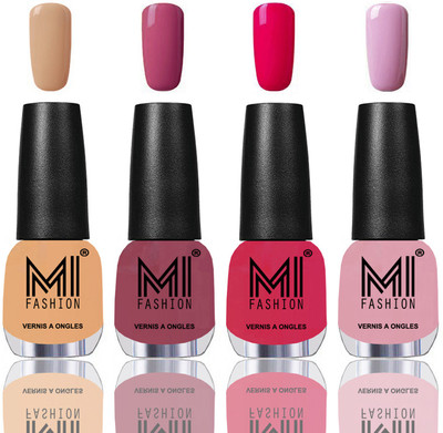 

MI Fashion Among the Best Ever Shine Nail Polish Long Lasting Collection of 4 Pcs Flirty Nude,Mauve Brown,Moon Magenta,Nude Pink(Pack of 4)