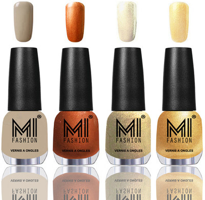 

MI Fashion Among the Best Ever Shine Nail Polish Long Lasting Collection of 4 Pcs Nude,Red Gold,Light Golden,Metallic Golden(Pack of 4)