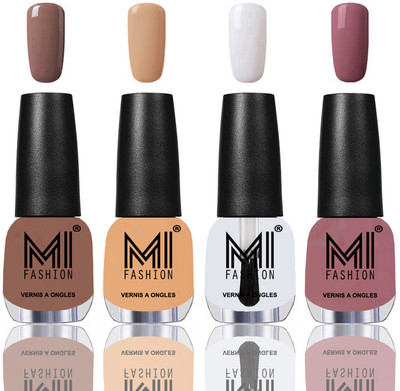 

MI Fashion Among the Best Ever Shine Nail Polish Long Lasting Collection of 4 Pcs Dark Nude,Flirty Nude,Top Coat,Nude Spring(Pack of 4)