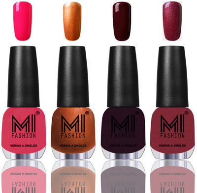 

MI Fashion Among the Best Ever Shine Nail Polish Long Lasting Collection of 4 Pcs Neon Pink,Red Gold,Metallic Red,Gold,Wine Maroon(Pack of 4)