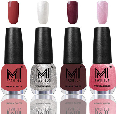 

MI Fashion Among the Best Ever Shine Nail Polish Long Lasting Collection of 4 Pcs TAN,Metallic Silver,Shimmer Coffee,Metallic Pink(Pack of 4)