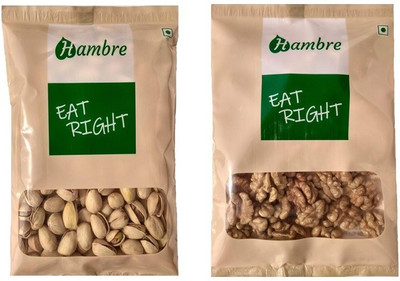 

Hambre Dry Fruit Combo, Roasted Pista + Kashmiri Akhrot, 500g (250gx2), Pack of 2, Walnuts, Pistachios(500 g, Pouch)