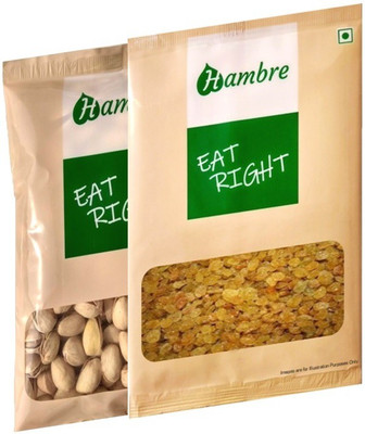 

Hambre Dry Fruit Combo, Roasted Pista+Kishmish, 500g (250gx2), Pack of 2 Pistachios, Raisins(500 g, Pouch)