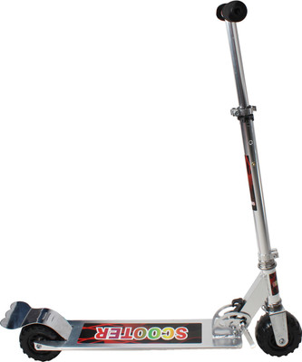 

Smilemakers 2 wheeler Foldable scooter for kids with wide Foot Space to ride ons kick cycle/rider/scooter for children(Silver)