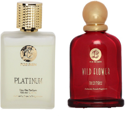

Lyla Blanc Mens PLATINUM & Womens WILD FLOWER - (Set of 2 Perfume for Couple) (100ml each) Eau de Parfum - 100 ml(For Men & Women)