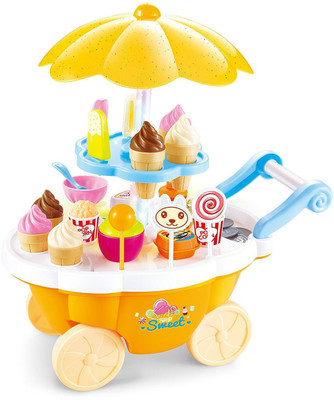 

Viuem Ice Cream Kitchen Play Cart Kitchen Set Toy with Lights and Music