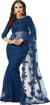 Darshita International Embroidered Bollywood Net Saree(Blue)