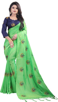 3Buddy Fashion Self Design, Embroidered Banarasi Pure Silk Saree(Green)